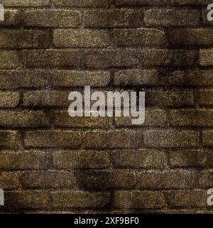 A rustic brown brick wall with a rough texture and uneven coloring, presenting an old and weathered appearance Stock Photo