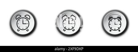 Alarm clock vector icon isolated on white background. Simple line outline style. Flat vector illustration Stock Vector
