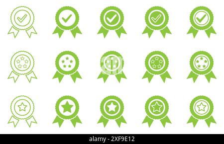 Best quality icon set. Quarantee symbols. Check mark logo. Flat vector illustration. Stock Vector