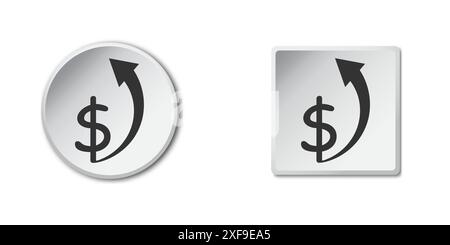 Dollar rate increase icon. Money symbol with  arrow up. Flat vector illustration Stock Vector