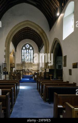 Pembroke Parish church St Mary The Blessed Virgin an interior view of the church, Main Street, Pembroke, Pembrokeshire, Wales, UK Stock Photo