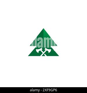 Pine Tree Forest Axe Logo vector Stock Vector