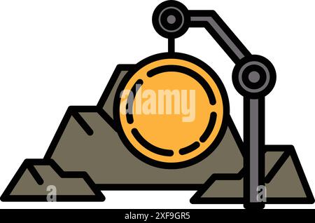 a icon or logo coal mine in line style Stock Vector