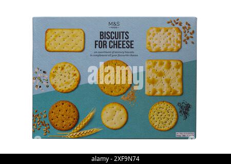Box of Biscuits for Cheese from M&S isolated on white background - an assortment of savoury biscuits to complement all your favourite cheeses Stock Photo