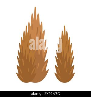 Two autumn trees with brown crown, seasonal forest or park plants vector illustration Stock Vector