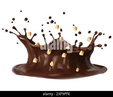 chocolate splash or coffee milk crown isolated on a white background. Stock Vector