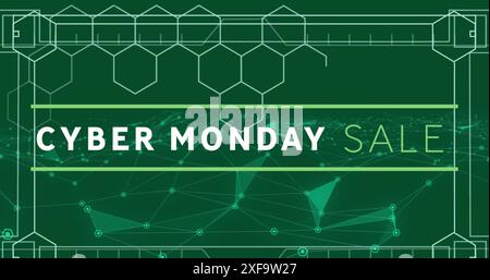 Image of cyber monday sale text over connections Stock Photo