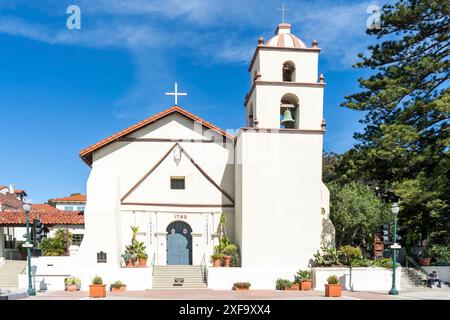 Historical California Mission basilica san buenaventura in Ventura, CA Stock Photo