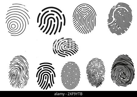 Set fingerprints flat illustration on white. Stock Vector