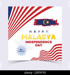 Malaysia Independence Day Web Banner and Background. Happy 31st August Malaysia National Day Celebration Banner With Malaysian Flag Template Stock Vector