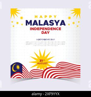 Malaysia Independence Day Web Banner and Background. Happy 31st August Malaysia National Day Celebration Banner With Malaysian Flag Template Stock Vector