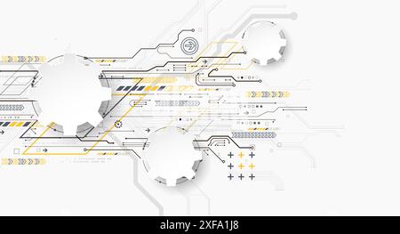 Abstract technology background. Cogwheels ART theme.  Hand drawn Vector illustration Stock Vector