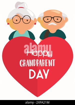 Happy Grandparents Day. National Grandparents Day Celebration. July 23. Grandparents With Heart. Stock Vector