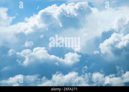 Outstanding sky with white fluffy clouds, natural photography background taken in France Stock Photo