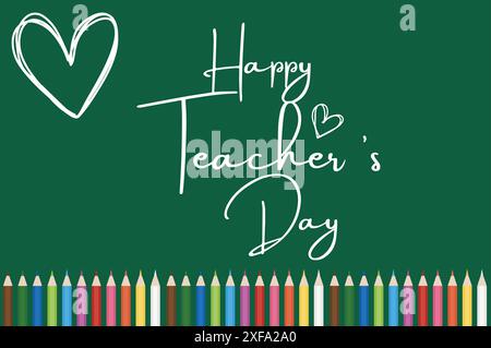 Happy Teachers Day. Heart With Pencil. Stock Vector