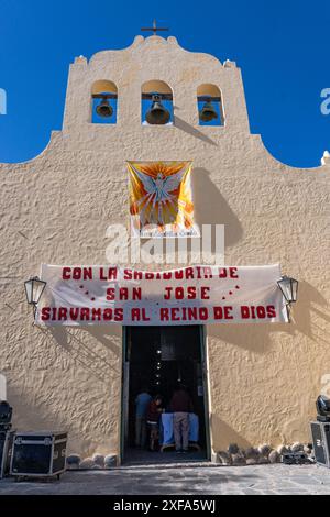 The facade of the Church of San Jose de Cachi, an 18th Century colonial church in Cachi, Argentina. Stock Photo