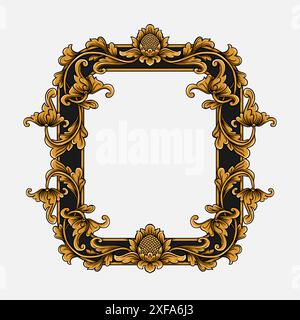 Elegant gold frame with floral pattern Stock Vector