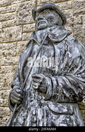 Statue of a Welsh Drover, King's Street, Llandovery, Carmarthenshire, Wales, UK Stock Photo