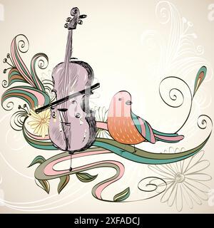 hand drawn of classical stringed music instruments Stock Vector