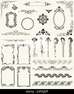 vector set design elements and page decoration. Stock Vector