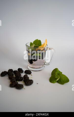 cold homemade mojito, soda with the mulberry Stock Photo