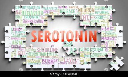 Serotonin being a complex subject, related to other important topics. Stock Photo