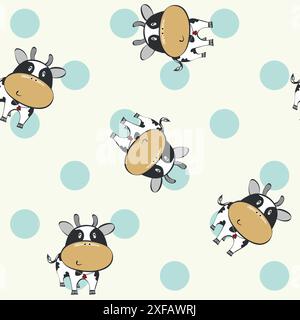 vector art seamless pattern with cartoon cows. Stock Vector
