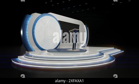 3D rendering of the left side view of the stage for gathering events Stock Photo