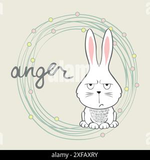 Anger. Vector illustration of a cartoon bunny Stock Vector