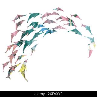 watercolor silhouette of the dolphin. Stock Photo