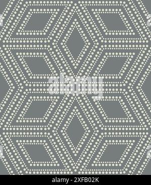 Abstract geometric pattern with rhombuses, points. Repeating seamless vector background. Gray texture. Stock Vector