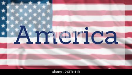 The United States Flag, overlaid with text reading America Stock Photo