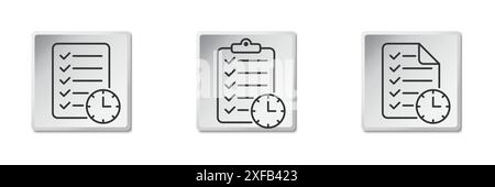 File, document, clock icon set. Flat vector illustration Stock Vector