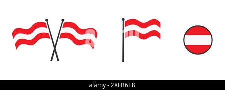 Flag of Austria. Waving flag of Austria. Round icon. Flat vector illustartion. Stock Vector