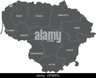 Vector regional map of Lithuania with counties and administrative ...