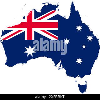 Australia flag map contour vector illustration Stock Vector
