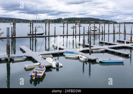 Dockton harbor, located on beautiful Maury Island, provides a public boat launch, moorage and picnic facilities on Quartermaster Harbor. Stock Photo