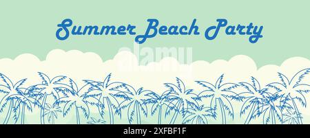 Summer beach party among palm tree Stock Vector