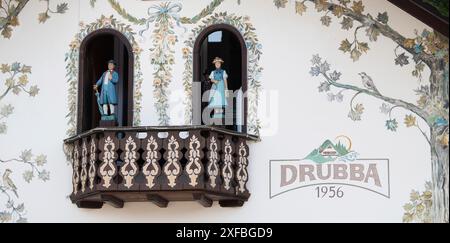 Cuckoo clocks at the Drubba store in the Black Forest, Lake Titisee Neustadt in Germany, traditional craft, vintage wood carving, 30.03.2024 Stock Photo