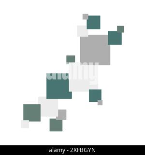 Geometric shape composed of squares of varying sizes. Decorative element for advertising layout, logo, poster, blank and design projects. Lucent White Stock Vector