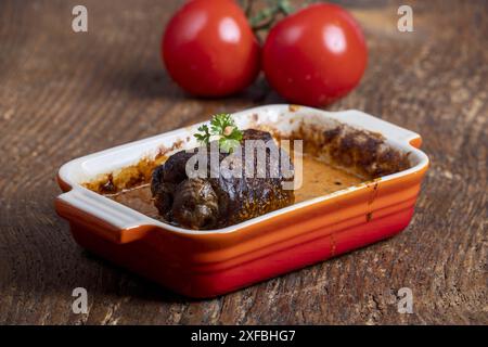 German meat roulade in a casserole Stock Photo