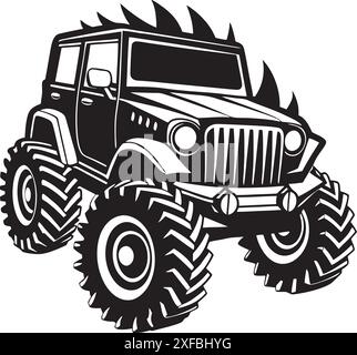 Monster jeep silhouette Black vector Stock Vector