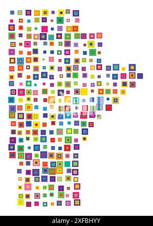 Symbol Map of the Province Manitoba (Canada). Abstract map showing the state/province with a pattern of overlapping colorful squares like candies Stock Vector