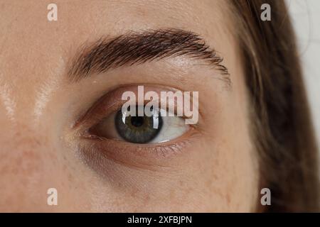 Macro photo of woman with beautiful eyes Stock Photo