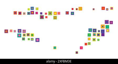 Symbol Map of the Province Nusa Tenggara Timur (Indonesia). Abstract map showing the state/province with a pattern of overlapping colorful squares lik Stock Vector