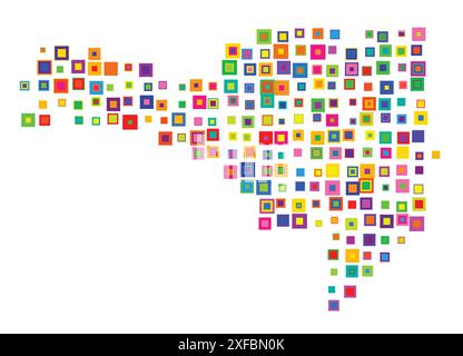 Symbol Map of the State Santa Catarina (Brazil). Abstract map showing the state/province with a pattern of overlapping colorful squares like candies Stock Vector