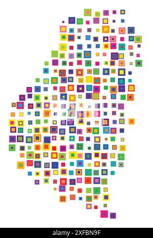 Symbol Map of the Province Entre Rios (Argentina). Abstract map showing the state/province with a pattern of overlapping colorful squares like candies Stock Vector