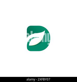 Letter D leaf green vector. D Logo Nature Stock Vector