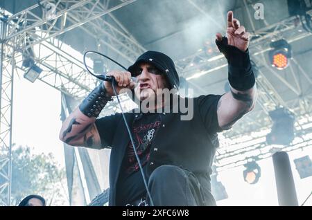 Stefan Necroabyssious (Stefanos Karasavvas) of Varathron performing at ...