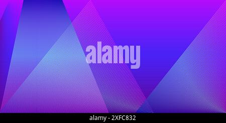 Abstract background with geometric mesh shapes in fluorescent colors like purple, blue and pink Stock Vector
